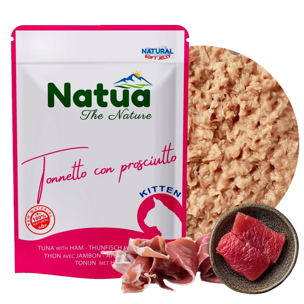 Natua Natural Kitten Mokra Karma dla Kociąt Tuńczyk Szynka w Galaretce Saszetka 70g